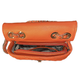 Damen Handtasche Umhängetasche aus Leder - Orange offen