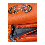 Damen Handtasche Umhängetasche aus Leder - Orange offen detailliert